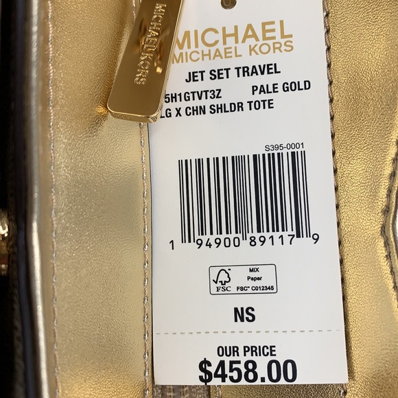 MICHAEL KORS LARGE X CHAIN SHOULDER TOTE BAG PALE GOLD COLOR - Picture 16 of 16